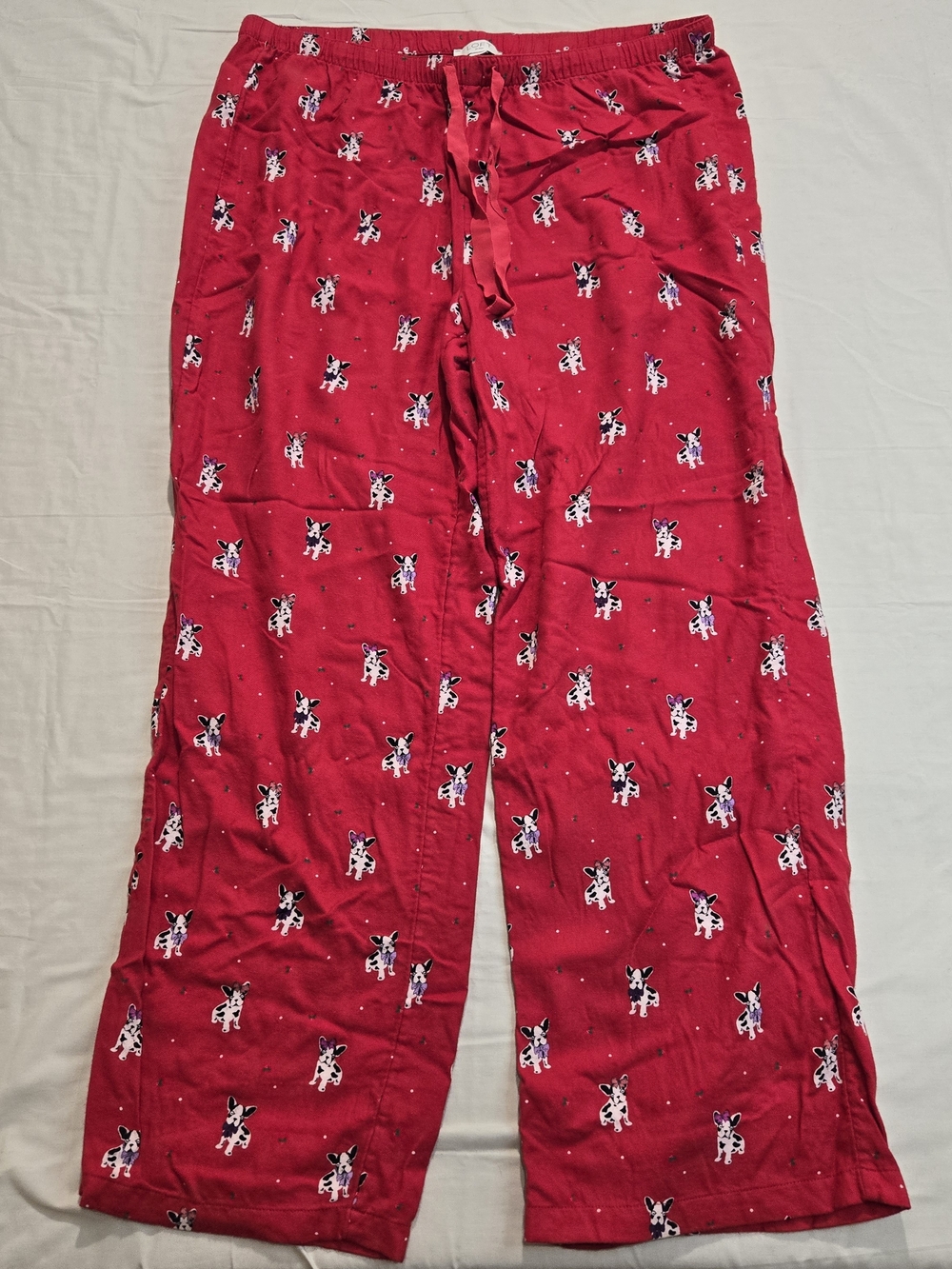 LOFT Soft Red Sleep Bottoms Pajama Pants Boston Terriers Sz L